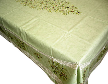 French coated tablecloth (olives 2005. mint green)